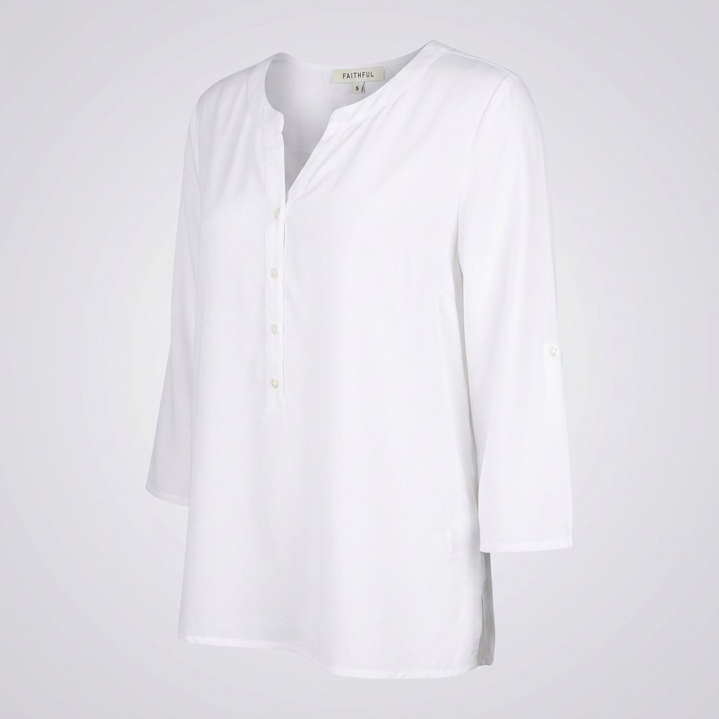 Blusa manga 3/4 color blanco, talla S